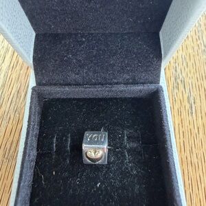 RETIRED Pandora “I Love You” Two-Tone Cube Charm #790200